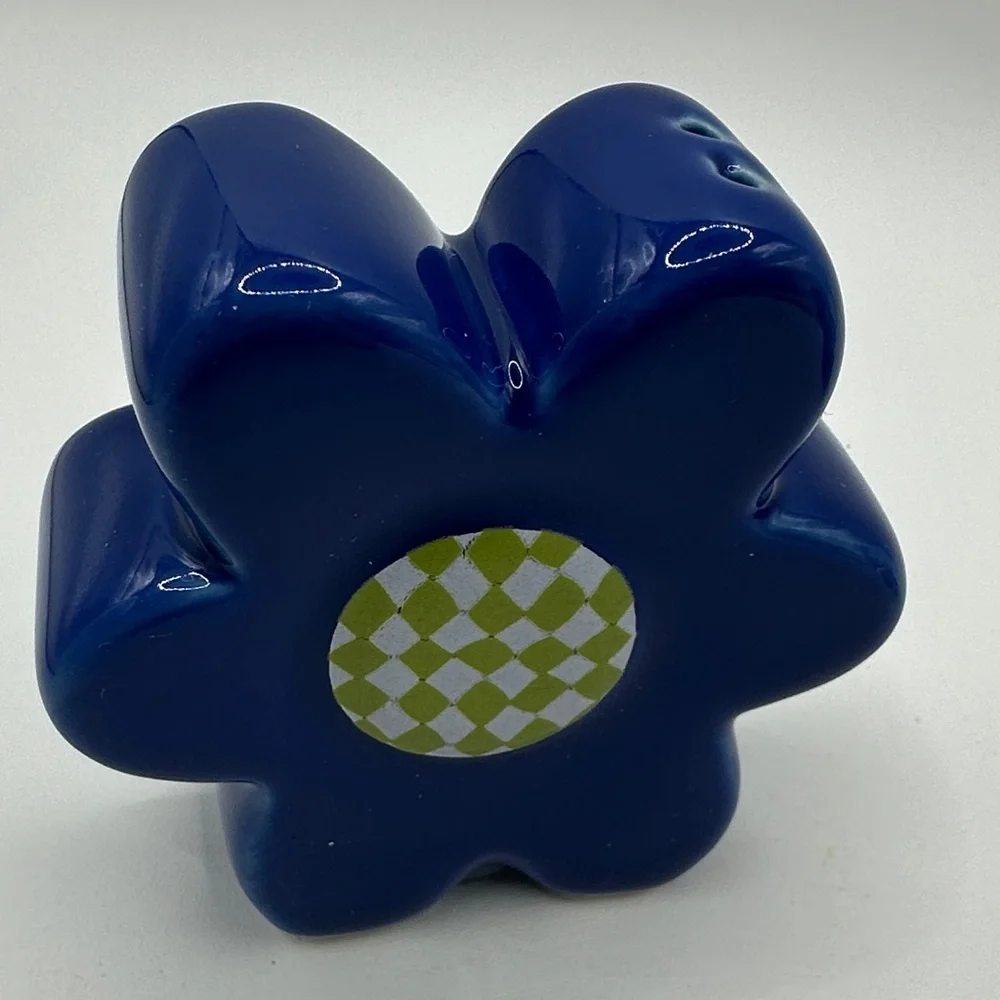 Blue and Pink Flower Shaped Ceramic Salt and Pepper Shakers